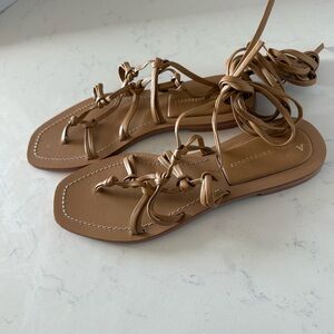 New Anthropologie knotted ankle strap nude sandals Size: 6